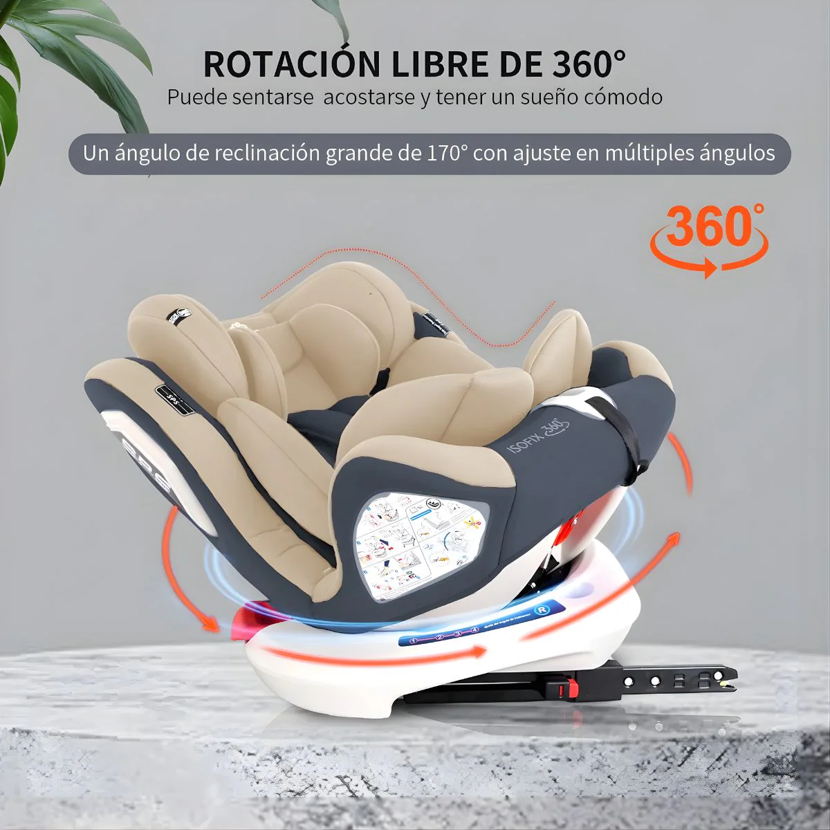 Silla De Auto Para Bebé Isofix 360° Reclinable Hasta 170°. Asiento De Seguridad Infantil Convertible De 0 A 12 Años. - Image 4