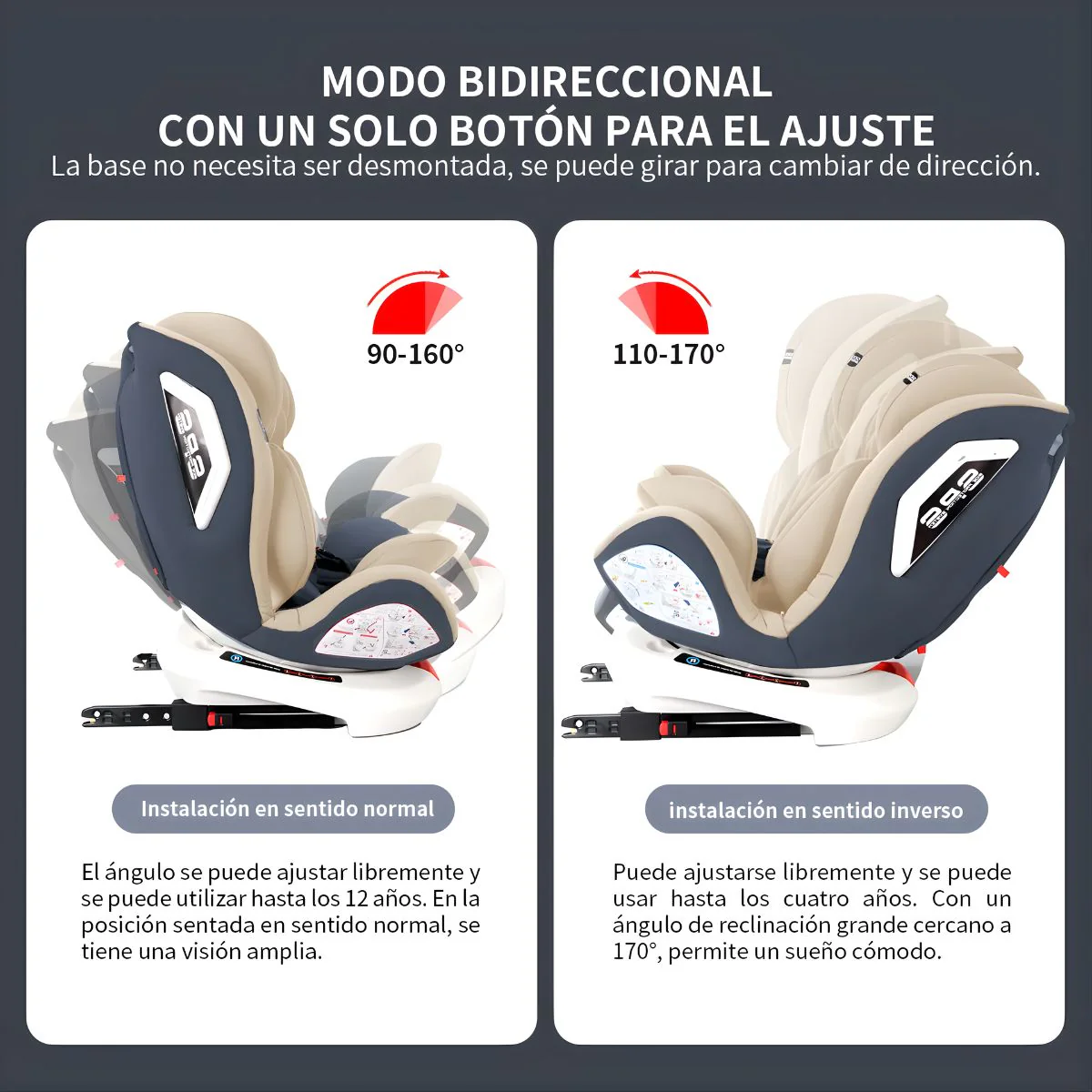 Silla De Auto Para Bebé Isofix 360° Reclinable Hasta 170°. Asiento De Seguridad Infantil Convertible De 0 A 12 Años. - Image 6