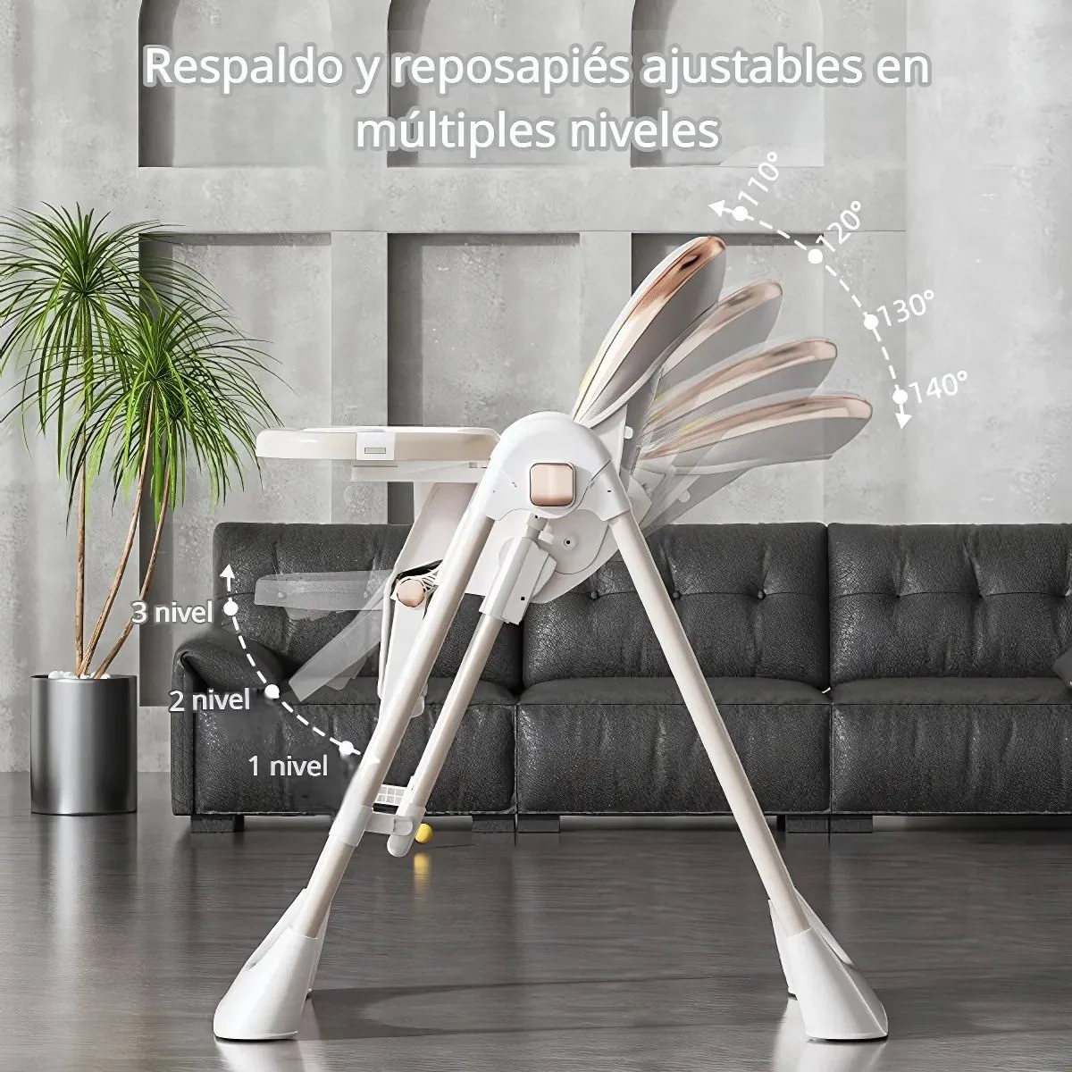 Silla De Comer Para Bebes Y Niños. Silla Alta Multifuncional: Mecedora Y Comedor Portátil. Respaldo Ajustable Y Bandeja Desmontable. - Image 4