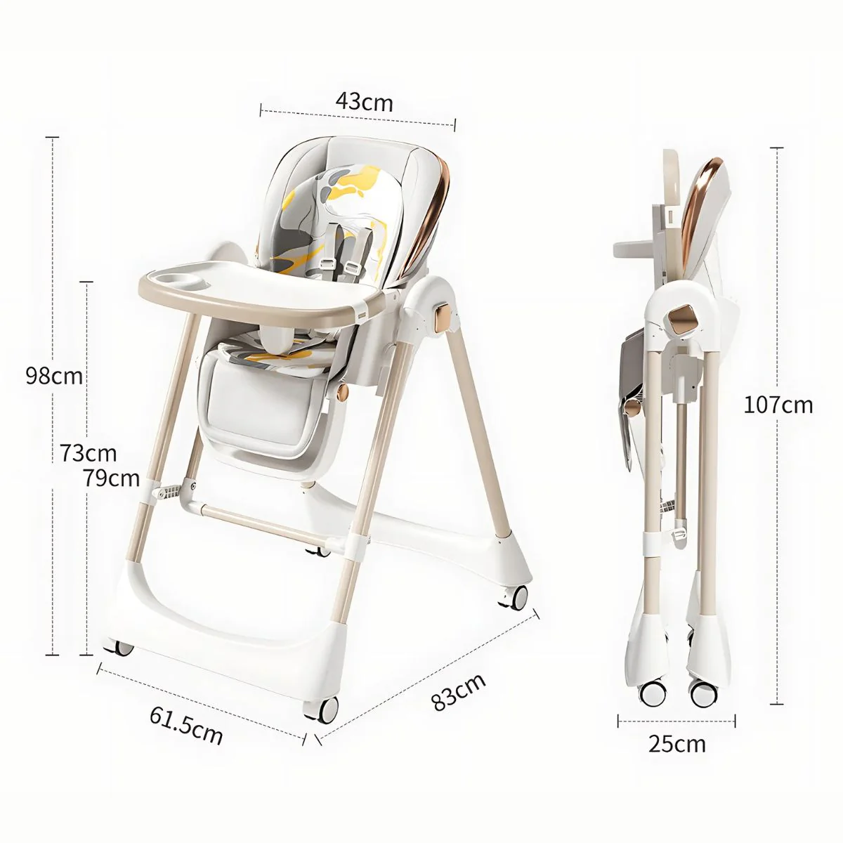 Silla De Comer Para Bebes Y Niños. Silla Alta Multifuncional: Mecedora Y Comedor Portátil. Respaldo Ajustable Y Bandeja Desmontable. - Image 6