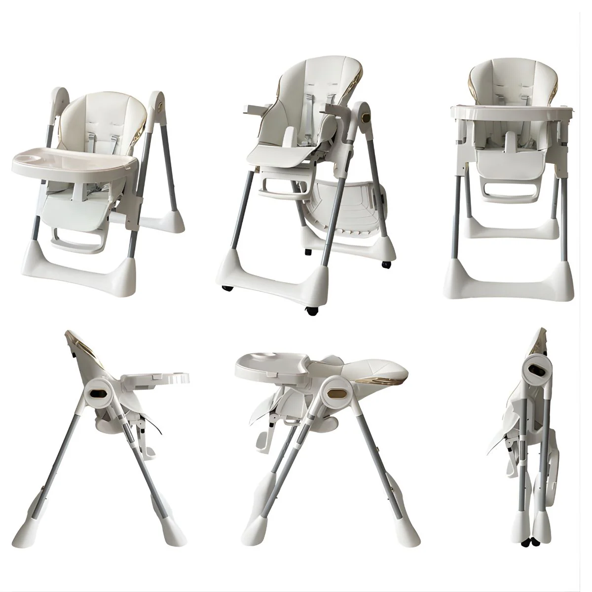 Silla De Comer Para Bebés Y Niños. Silla Alta Multifuncional Reclinable Y Plegable. Trona Evolutiva Con Altura Ajustable Y Ruedas. Silla De Alimentación. - Image 3
