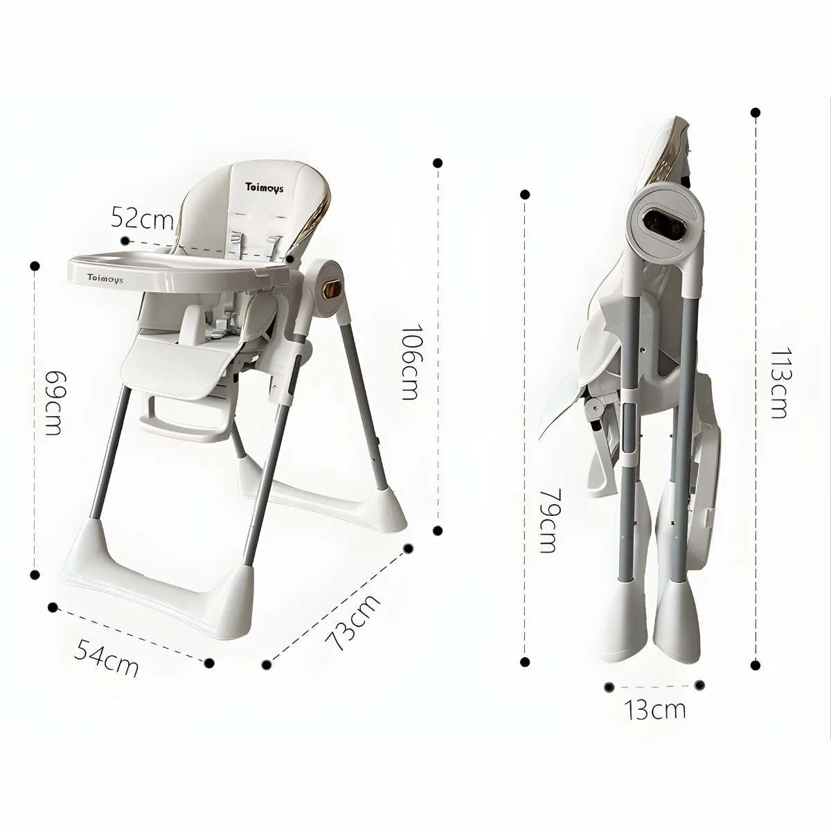 Silla De Comer Para Bebés Y Niños. Silla Alta Multifuncional Reclinable Y Plegable. Trona Evolutiva Con Altura Ajustable Y Ruedas. Silla De Alimentación. - Image 4