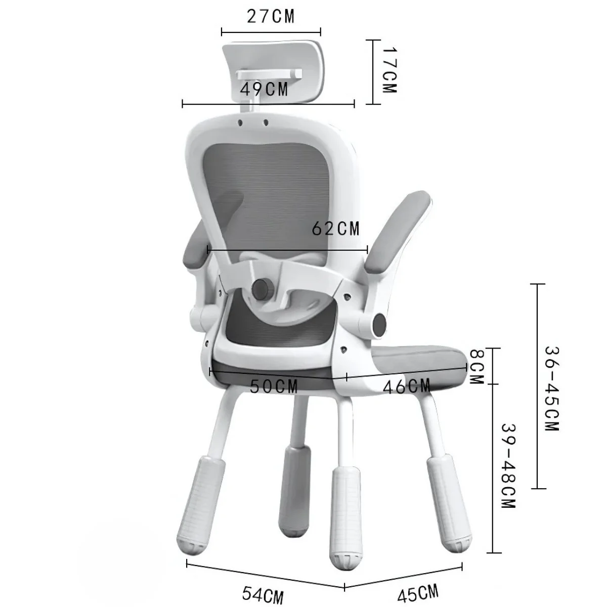 Silla De Escritorio De 4 Patas, Asiento Reclinable Ergonómico, Cómoda Silla De Computadora, Color Blanco Y Rosado Para Escritorio. - Image 2