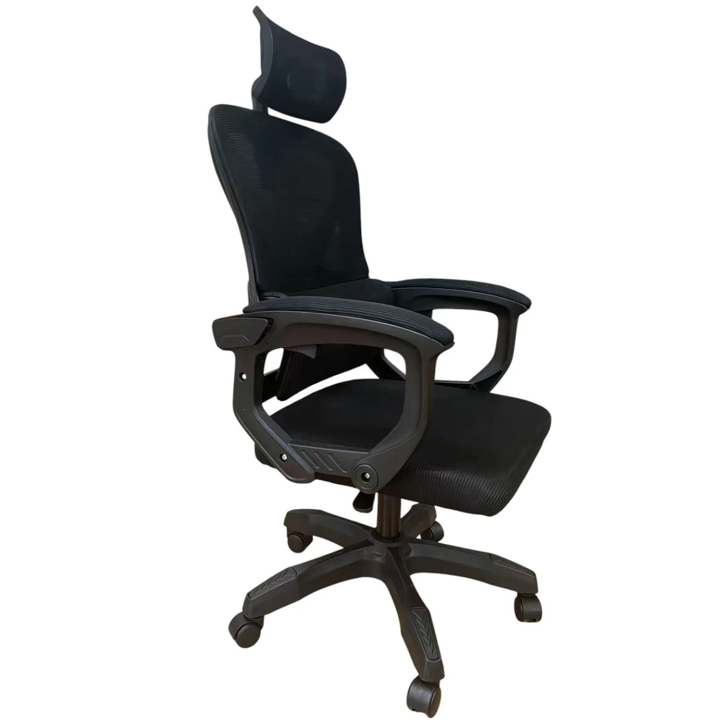 Silla De Oficina Ergonómica Negra Con Respaldo De Malla Y Apoyabrazos Fijo Sin Reposapiés. Silla Cómoda Para Escritorio - Image 3