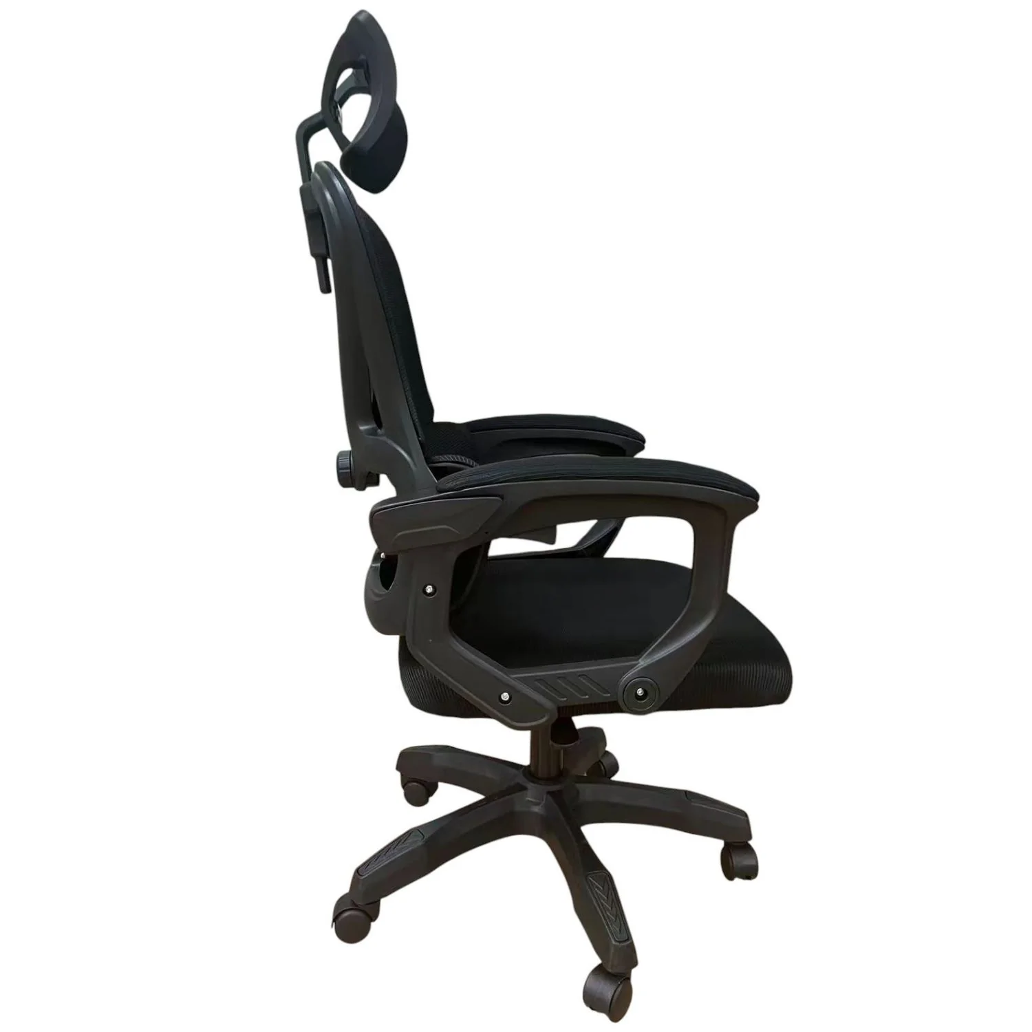 Silla De Oficina Ergonómica Negra Con Respaldo De Malla Y Apoyabrazos Fijo Sin Reposapiés. Silla Cómoda Para Escritorio - Image 4