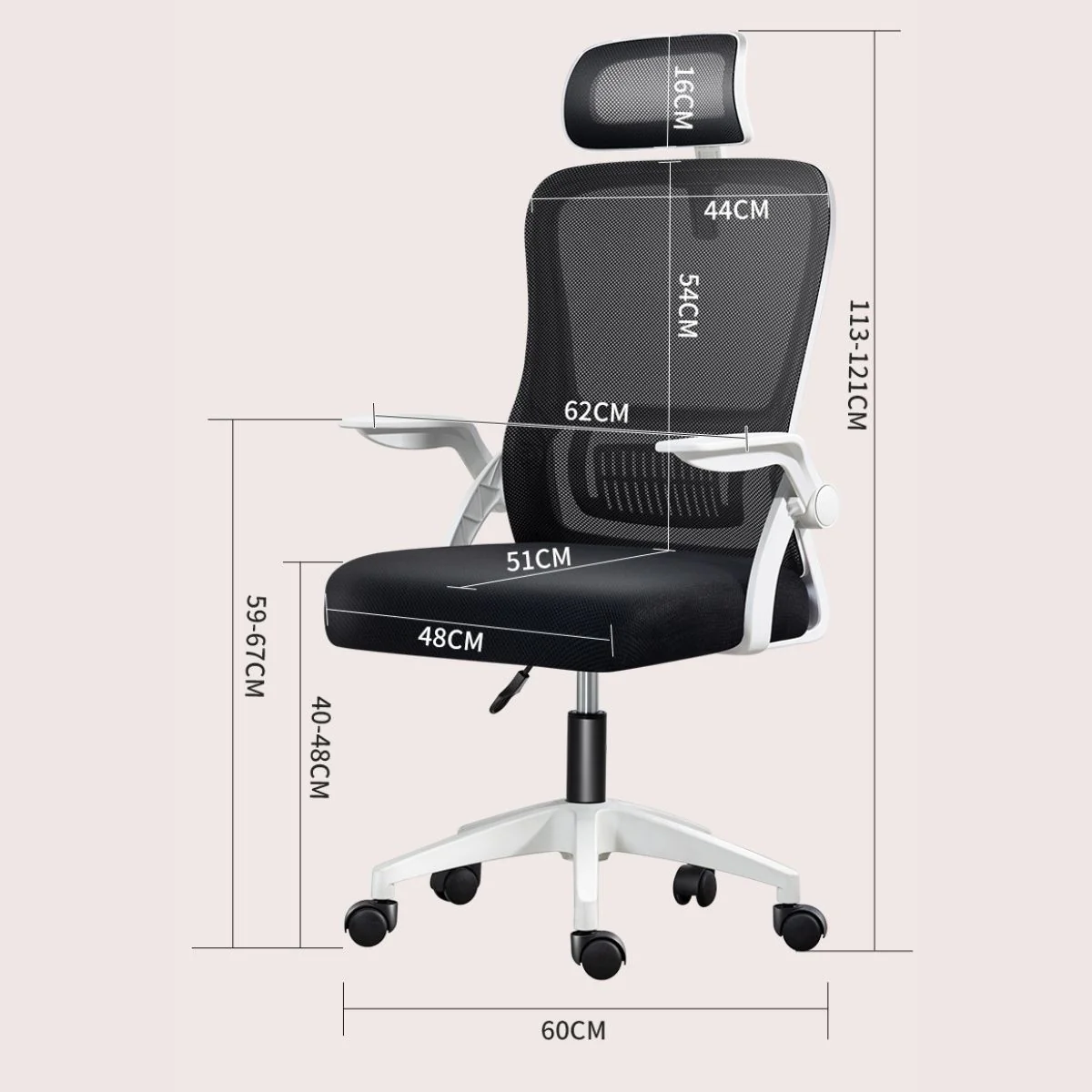 Silla De Oficina Ergonómica. Silla Ejecutiva De Escritorio Con Soporte Lumbar Ajustable. Color Celeste Y Negro. - Image 5