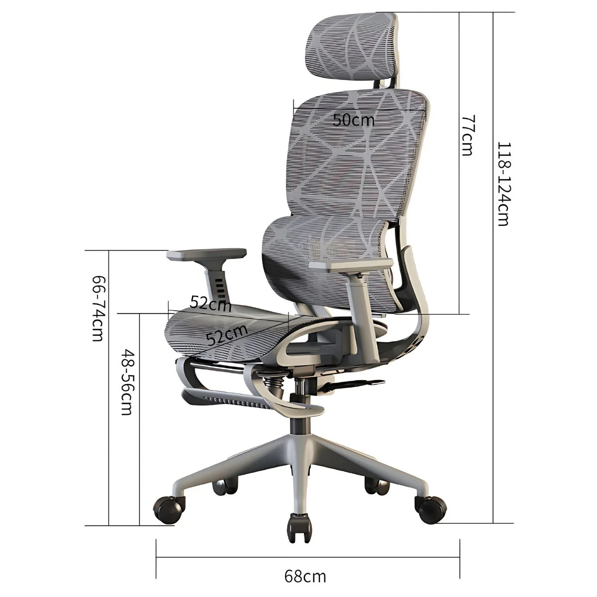 Silla De Oficina Ergonómica Y Gaming Con Soporte 3D Y Reclinación. Cómoda Silla De Computadora, Color Gris Para Escritorio. - Image 3