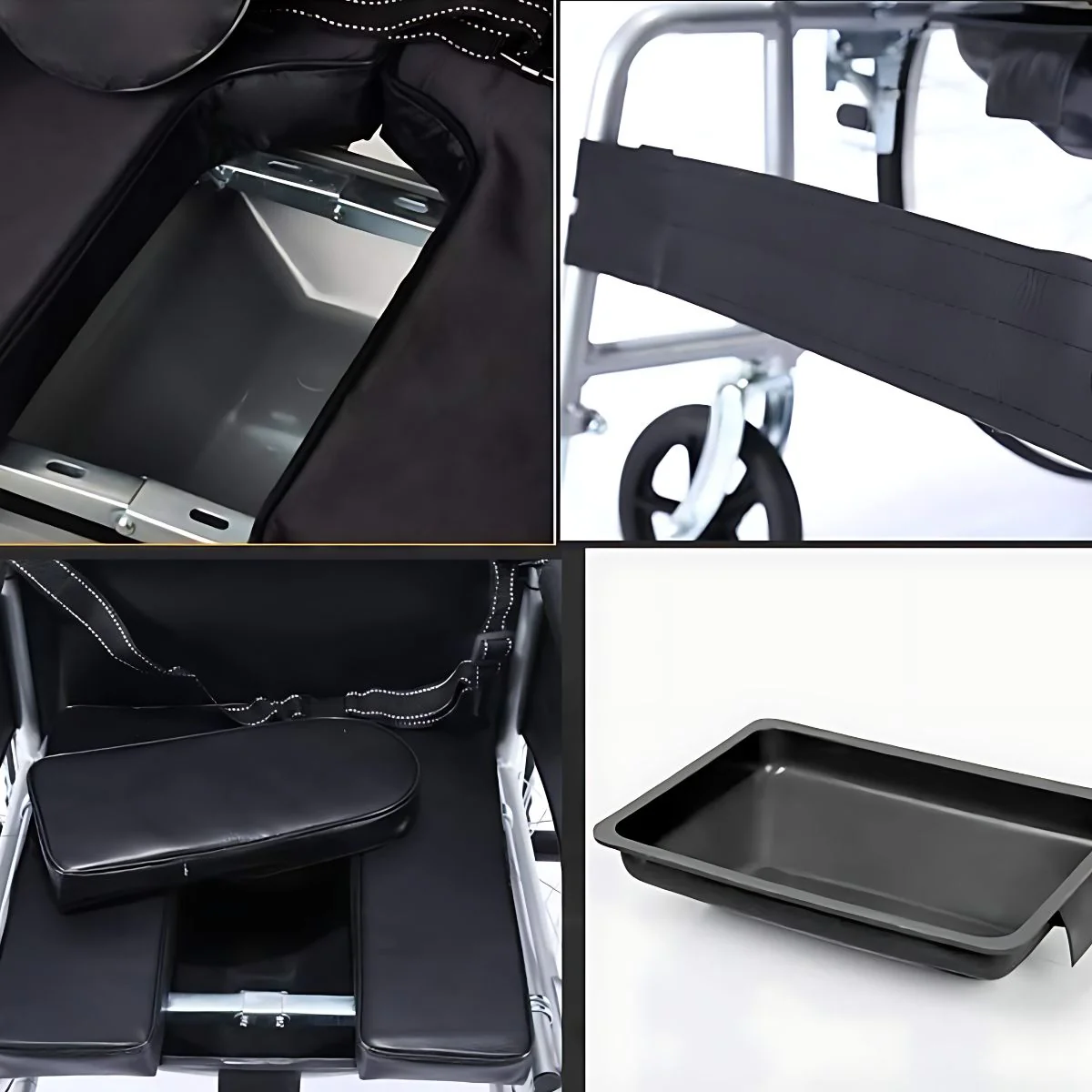 Silla De Ruedas Plegable De 24” Cubo Sanitario Desmontable. Soporta Hasta 100Kg. Multifunción. - Image 6