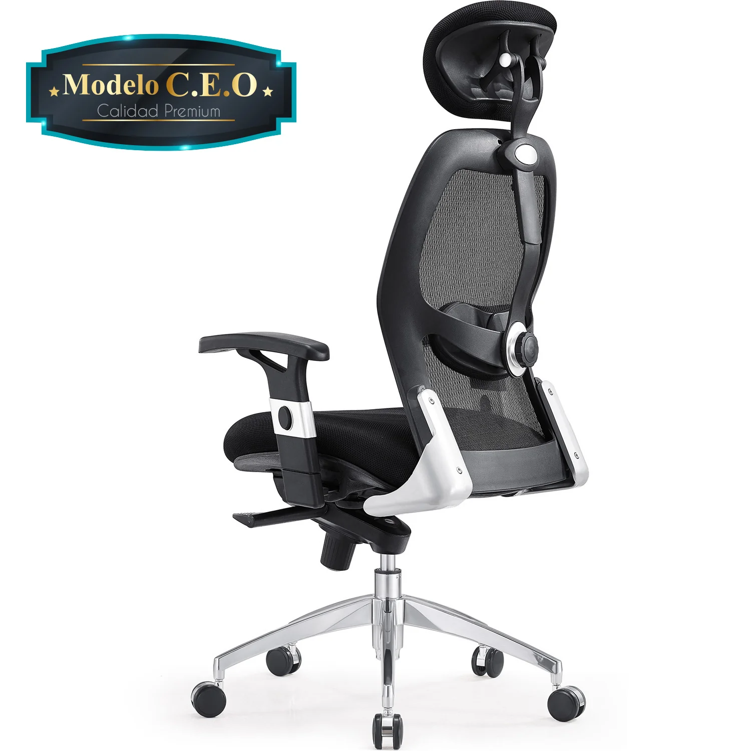 Silla Ejecutiva De Oficina Mesh Top Quality Alta Con Posa Cabezas Acolchado. Modelo C.E.O - Image 4