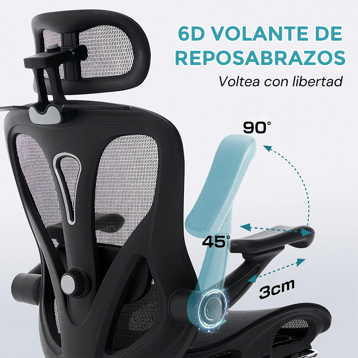 Silla Ergonómica De Oficina Con Reposapiés Y Reposacabezas, Respaldo Reclinable Y Asiento Anatómico. Silla De Escritorio Con Malla Transpirable. Color Negro - Image 4