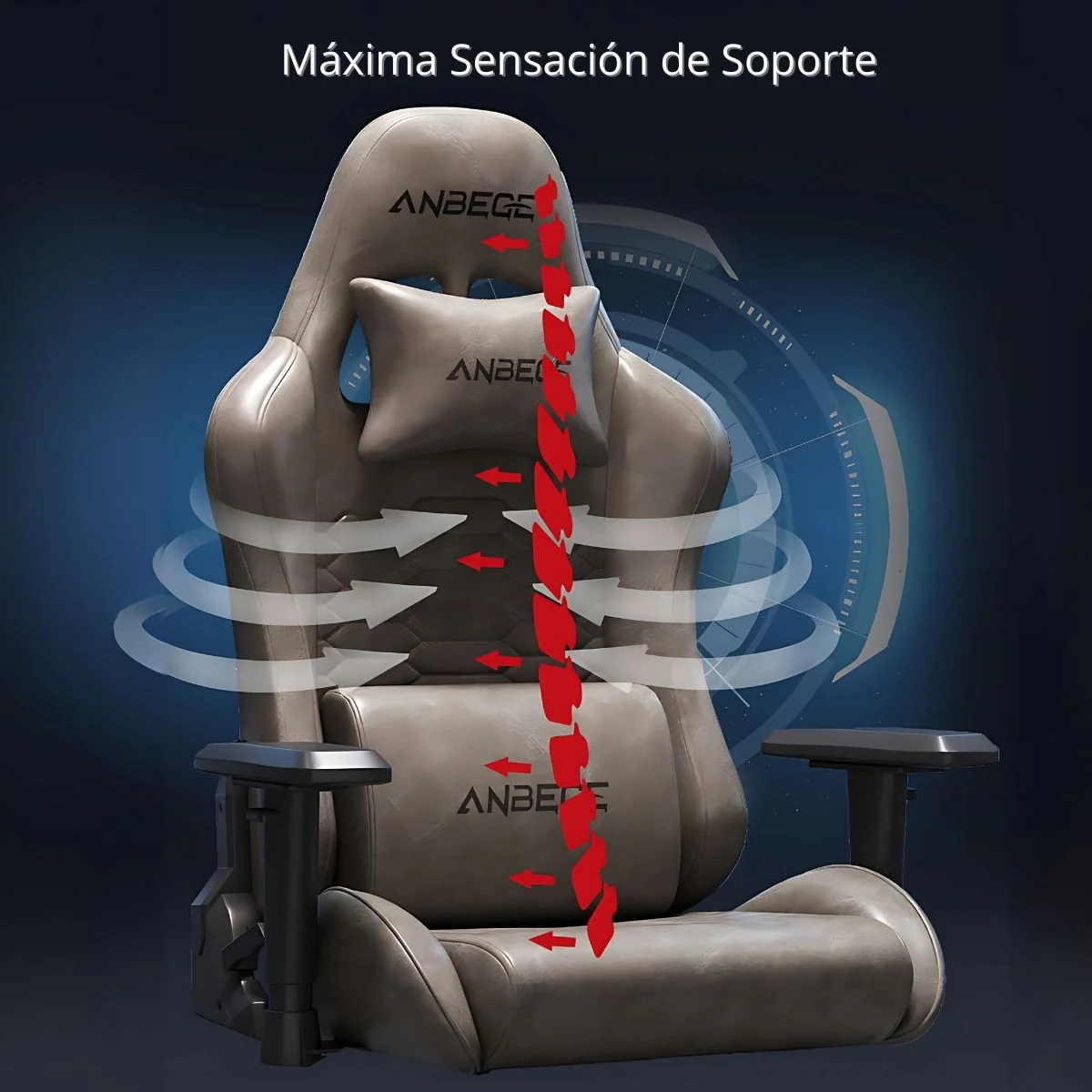 Silla Gamer Ergonómica Con Cojín Lumbar Reclinable Y Reposapiés. Color Chocolate. - Image 3