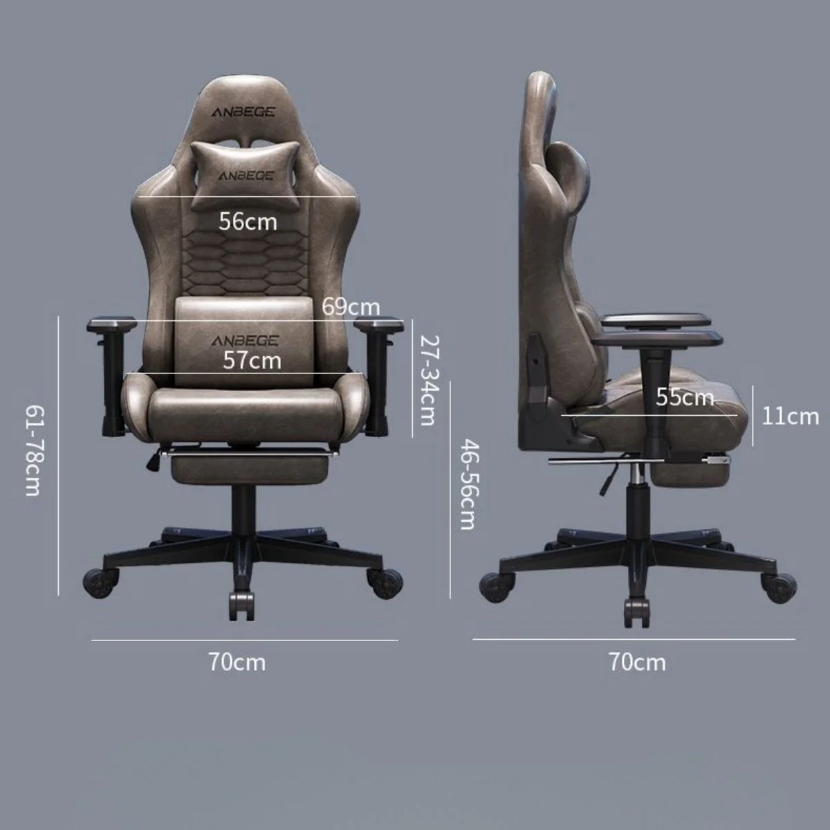 Silla Gamer Ergonómica Con Cojín Lumbar Reclinable Y Reposapiés. Color Chocolate. - Image 6