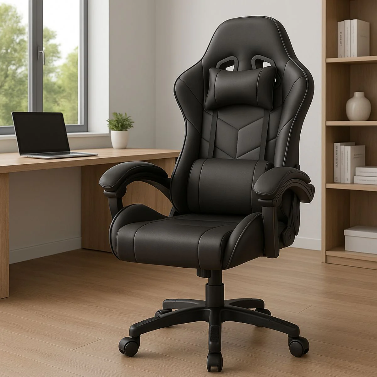 Silla Gamer Ergonómica Negra. Silla De Oficina Y Escritorio Con Soporte Lumbar. Respaldar Reclinable Ajustable. - Image 2