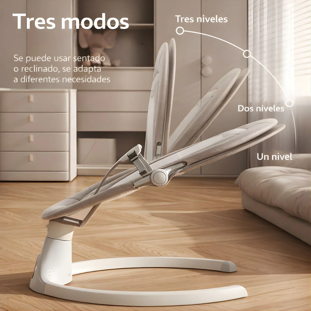 Silla Mecedora Para Bebé Con Mando A Distancia Y Bluetooth. Hamaca Infantil Con Mosquitero. - Image 2