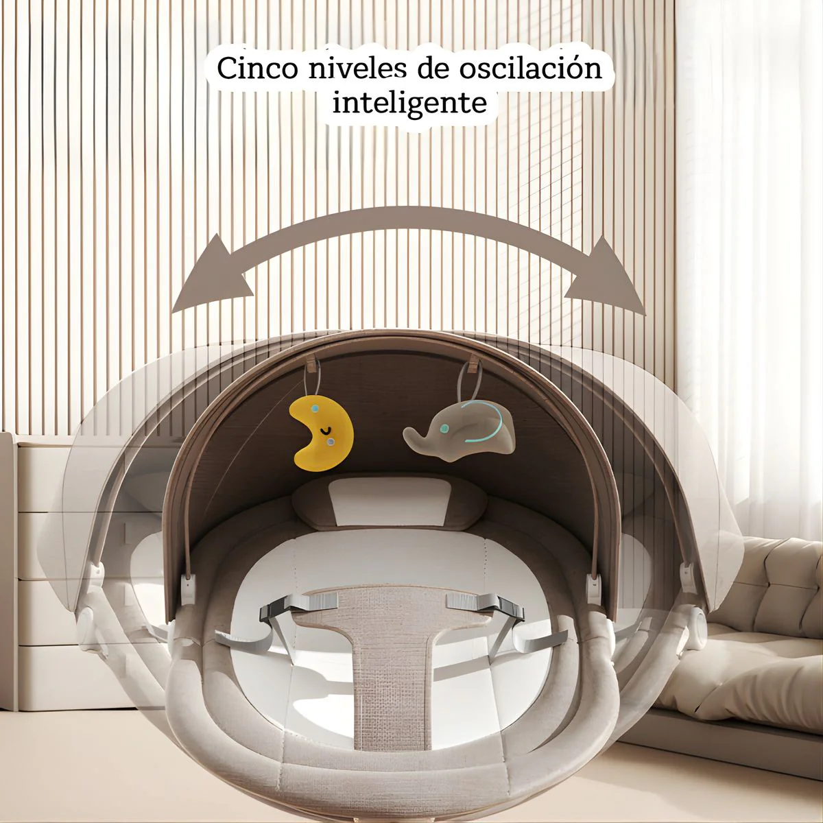 Silla Mecedora Para Bebé Con Mando A Distancia Y Bluetooth. Hamaca Infantil Con Mosquitero. - Image 3