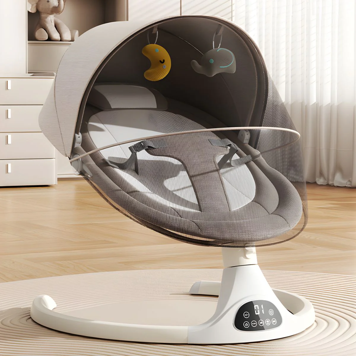 Silla Mecedora Para Bebé Con Mando A Distancia Y Bluetooth. Hamaca Infantil Con Mosquitero. - Image 4