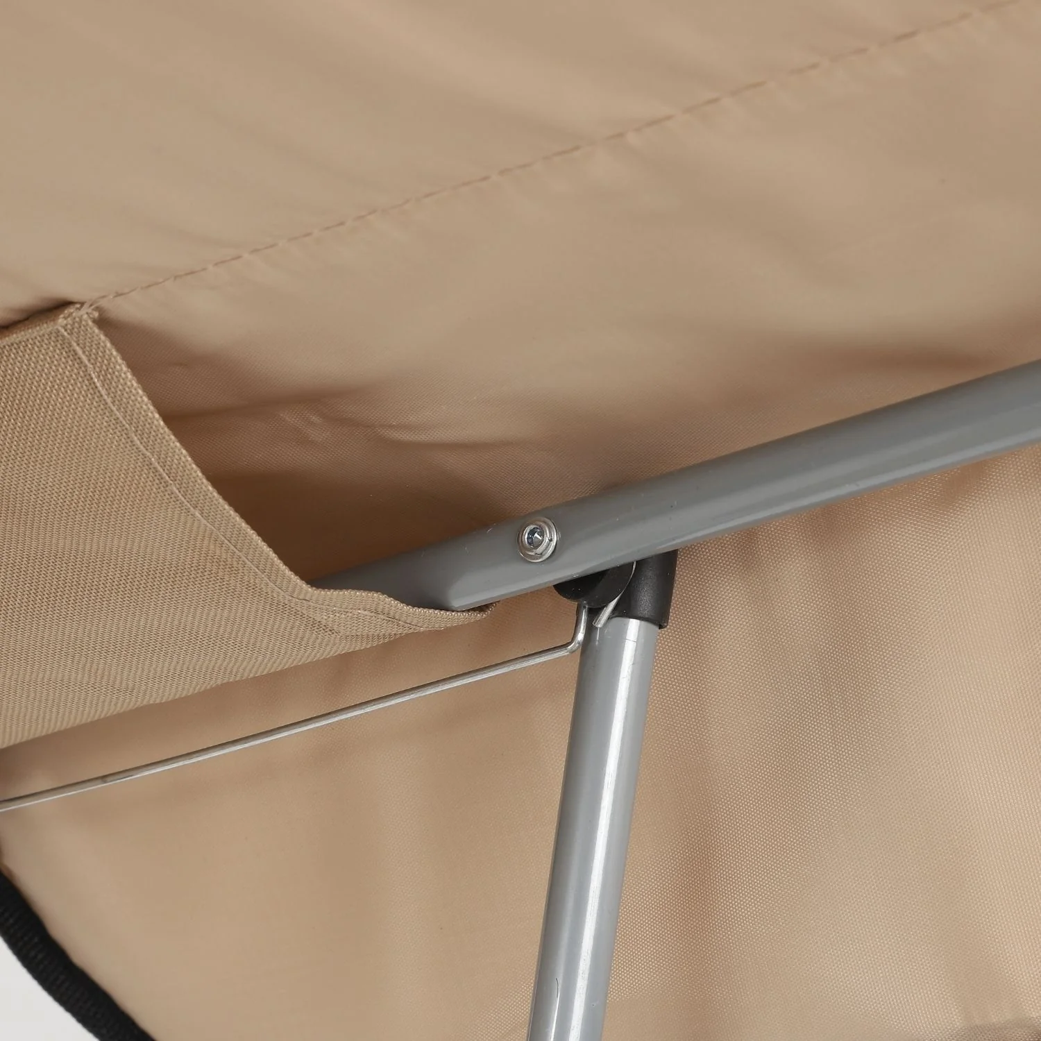 Silla Plegable Color Beige De 52X52x127cm Con Portavasos Y Techo Tela Oxford Y Soportes De Acero. Ideal Para Camping, Playera Y Jardín. - Image 3