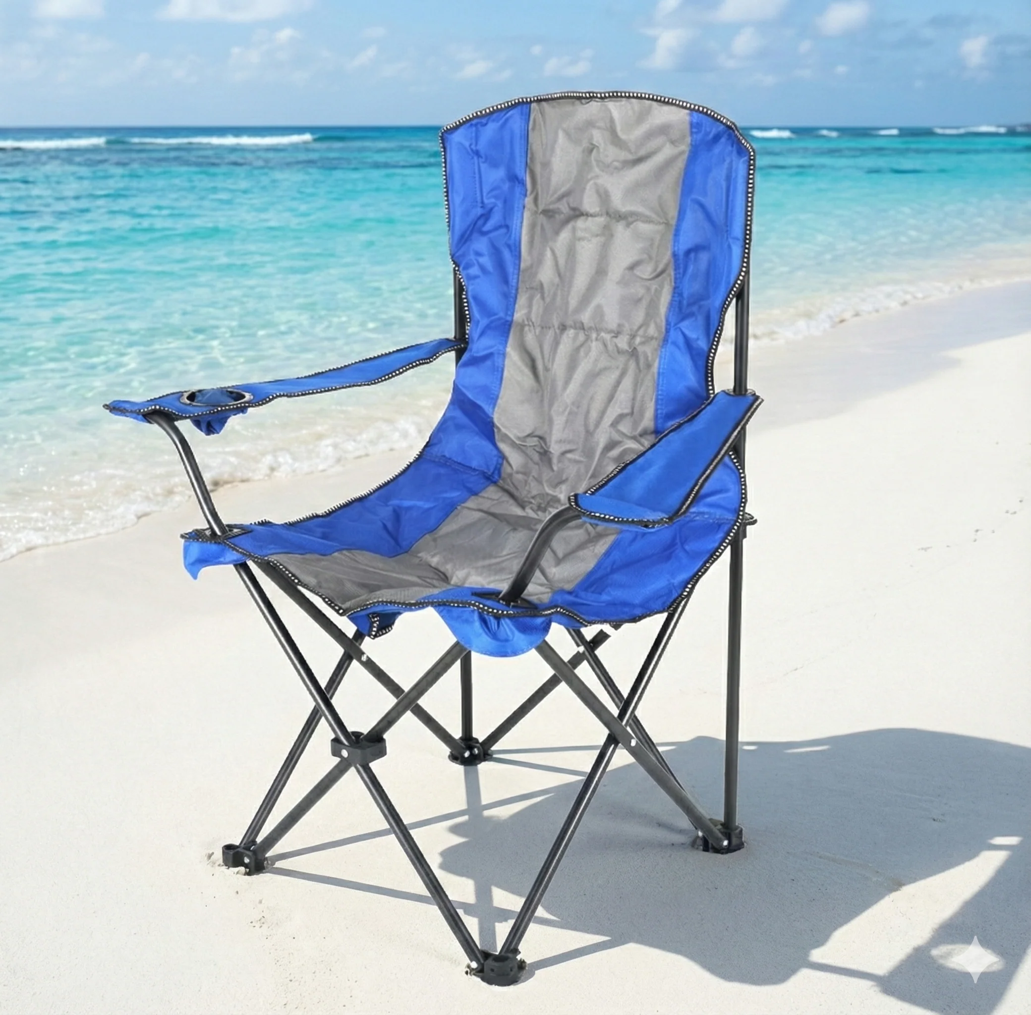 Silla Plegable Color Gris De 50Cm X 99Cm X 99Cm Portavasos Para Mx 180 Libras 81 Kg