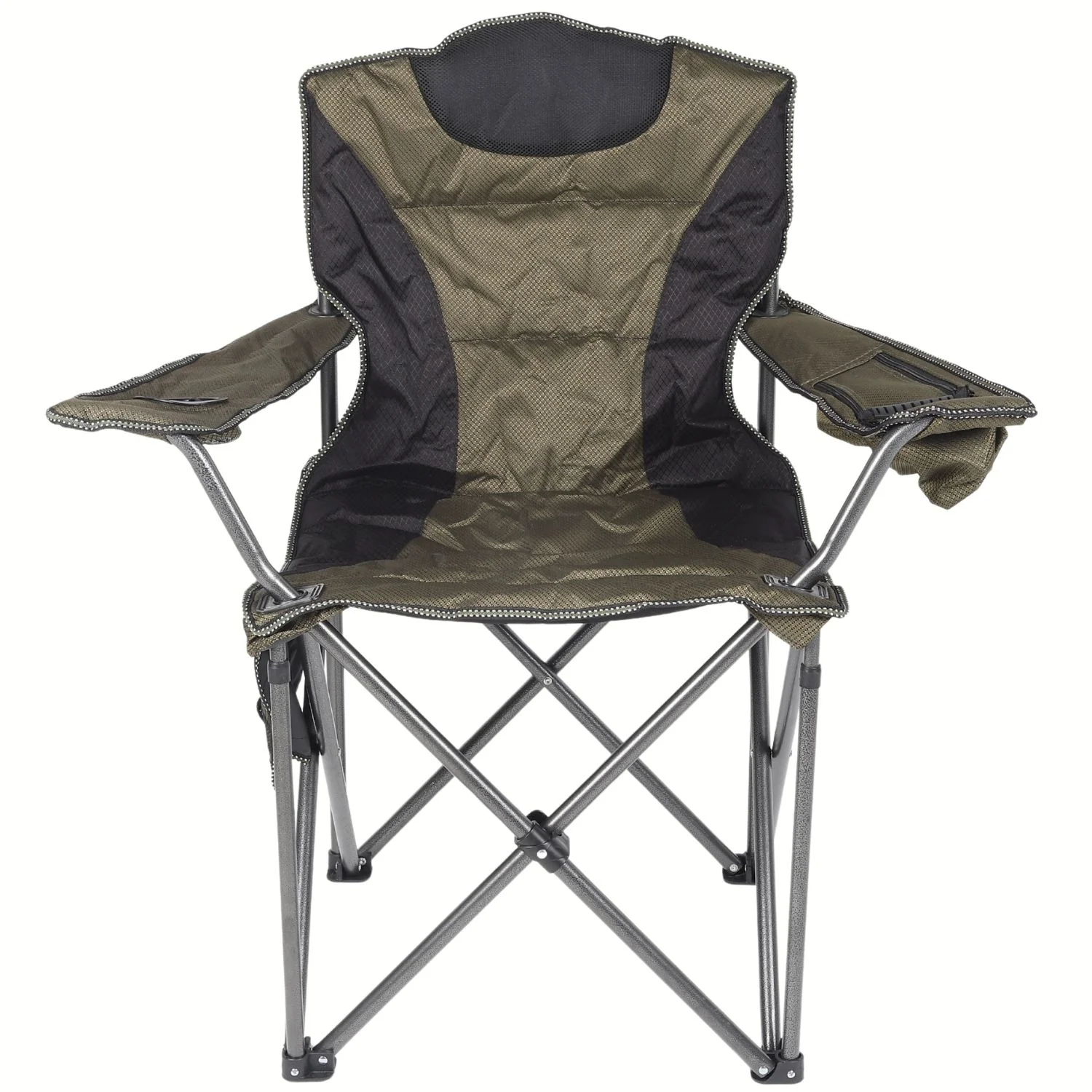 Silla Plegable Verde Con Bolsillos, Portavasos Y Acolchado Reforzada Y Ergonómica. Soporta Hasta 100Kg. 105X60x60cm Ideal Para Playa, Camping, Excursión, Picnic. - Image 2