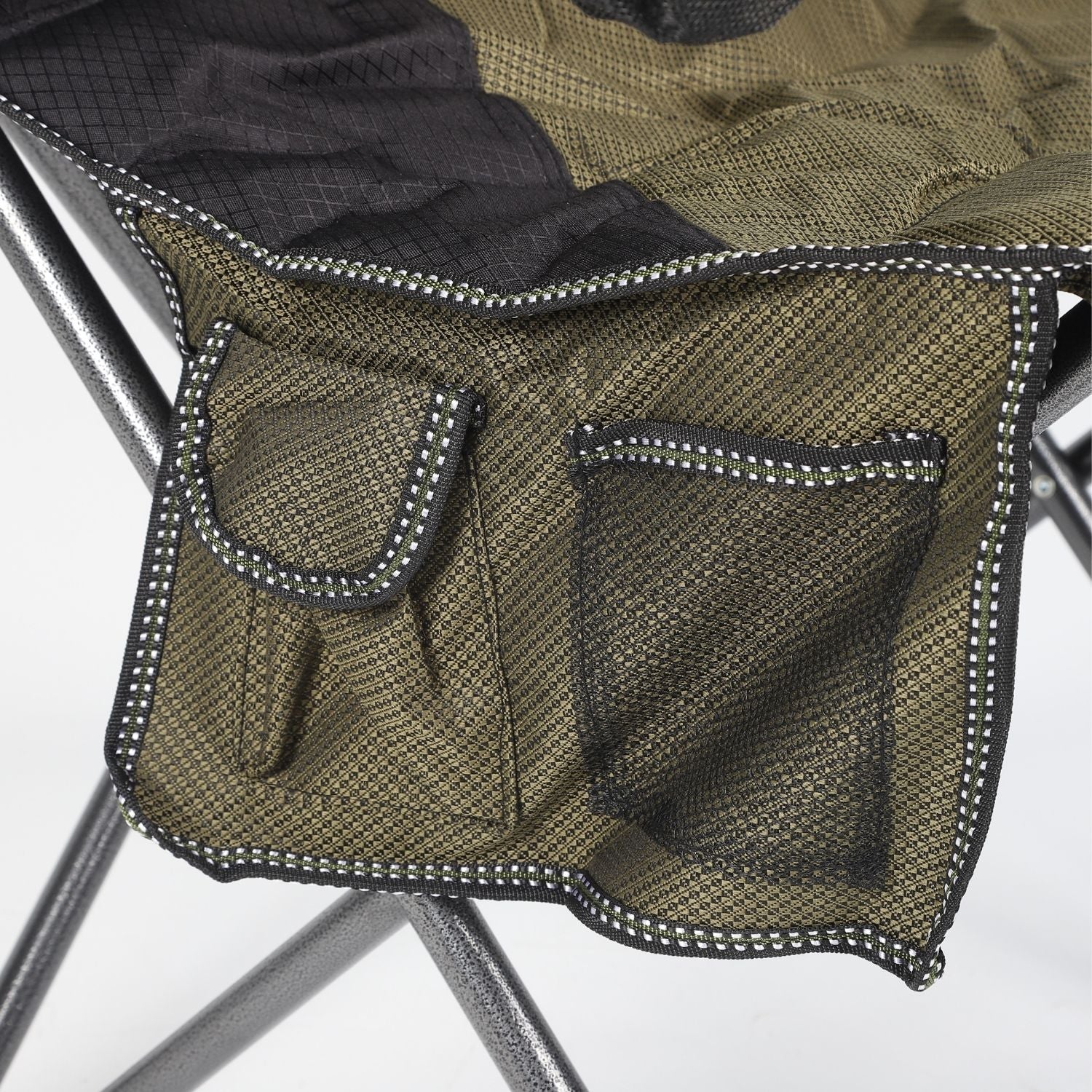 Silla Plegable Verde Con Bolsillos, Portavasos Y Acolchado Reforzada Y Ergonómica. Soporta Hasta 100Kg. 105X60x60cm Ideal Para Playa, Camping, Excursión, Picnic. - Image 4
