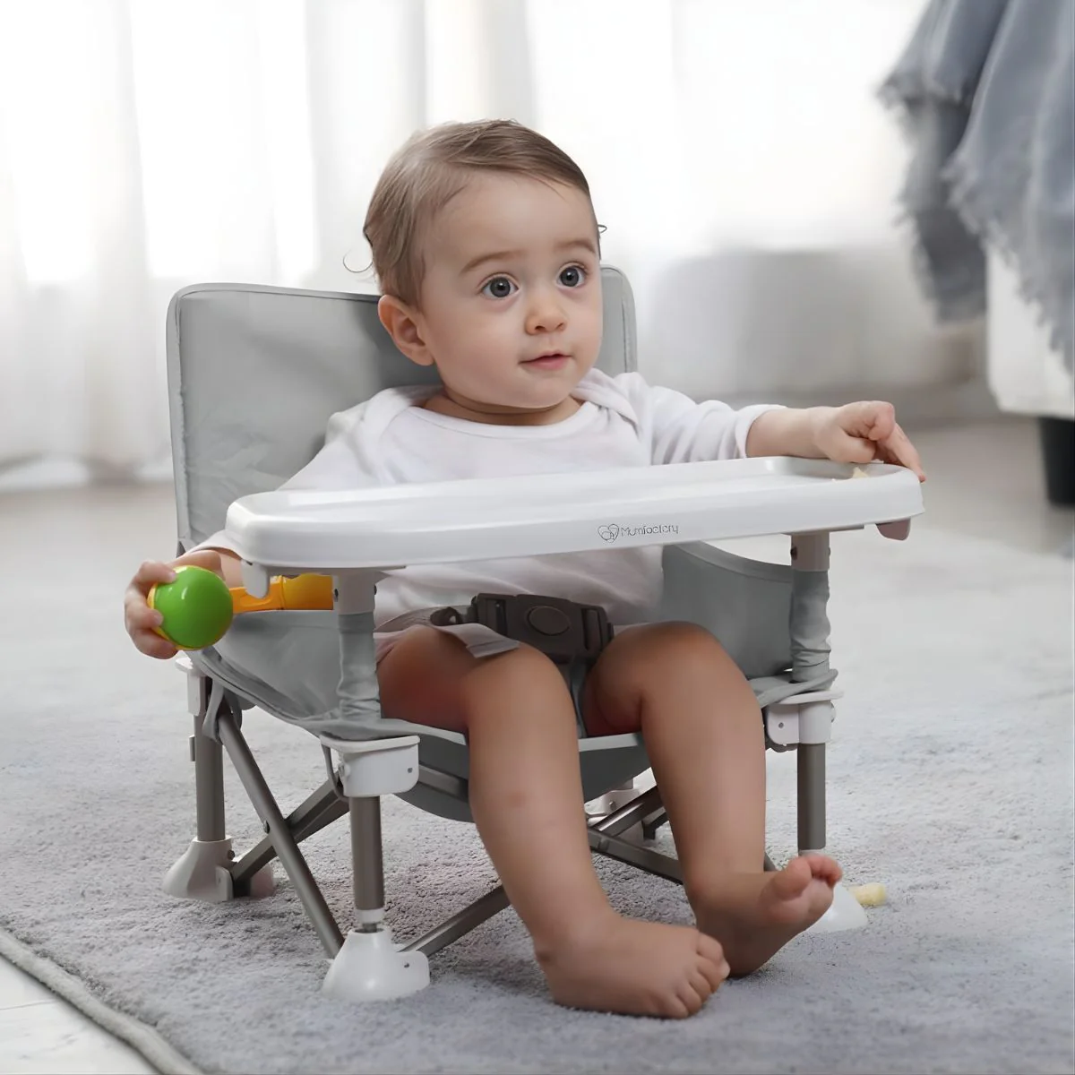 Silla Portátil Para Bebé Con Bandeja Desmontable. Booster Plegable Con Arnés De Seguridad Y Correas Para Silla De Alimentación. - Image 2