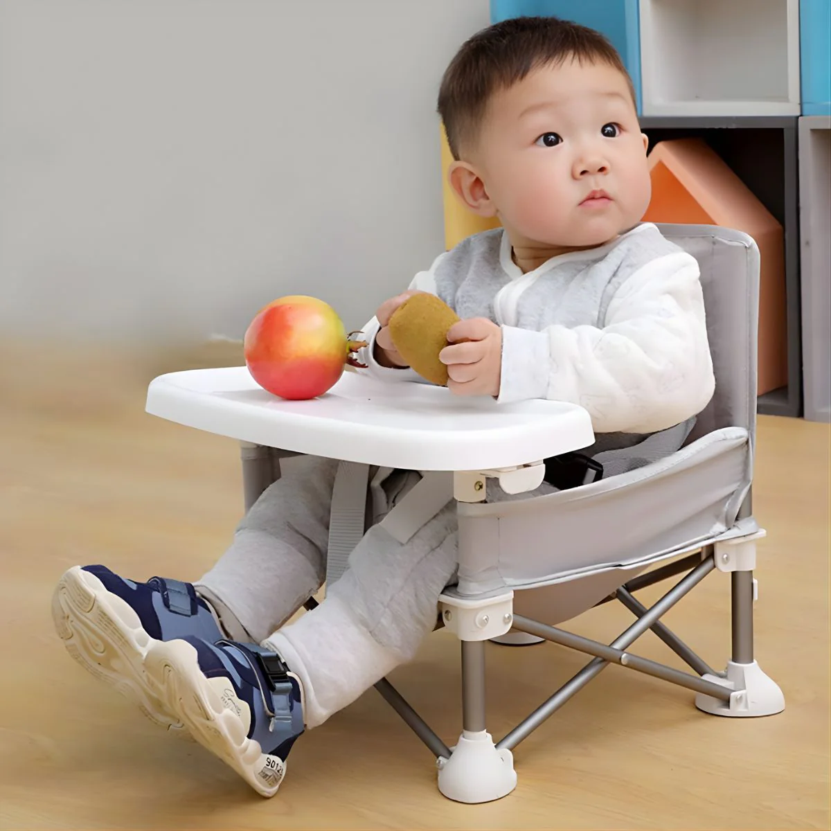 Silla Portátil Para Bebé Con Bandeja Desmontable. Booster Plegable Con Arnés De Seguridad Y Correas Para Silla De Alimentación. - Image 5