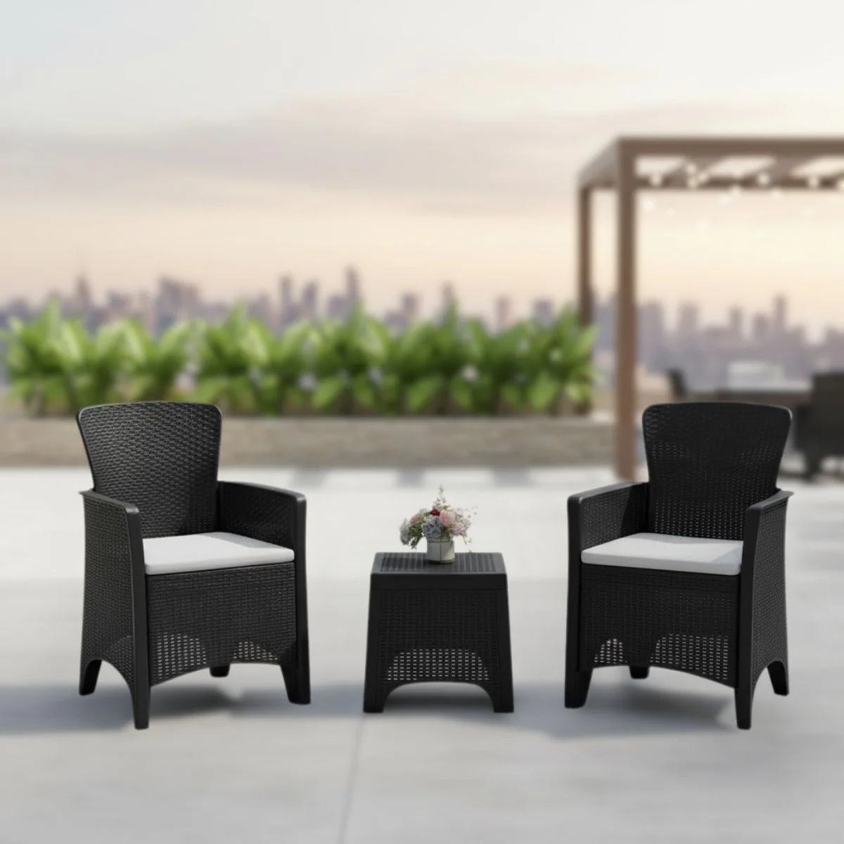 Sillas Y Mesa De Exterior Con Cojines De Polietileno PE Ratán Sintético. Muebles De Exterior Para Terraza, Balcón Y Jardín (Set De 2 Sillas + Mesa De Centro). Viene Desarmado - Image 6