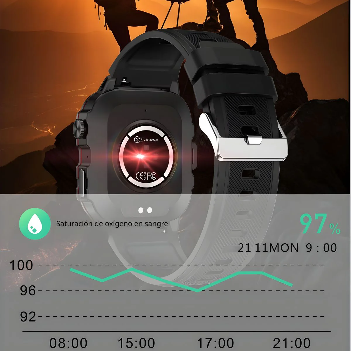 Smartwatch Llamadas Bluetooth. Reloj Inteligente 1.96” HD.  Resistente Al Agua 3ATM Con Monitores De Salud. Color Negro - Image 3