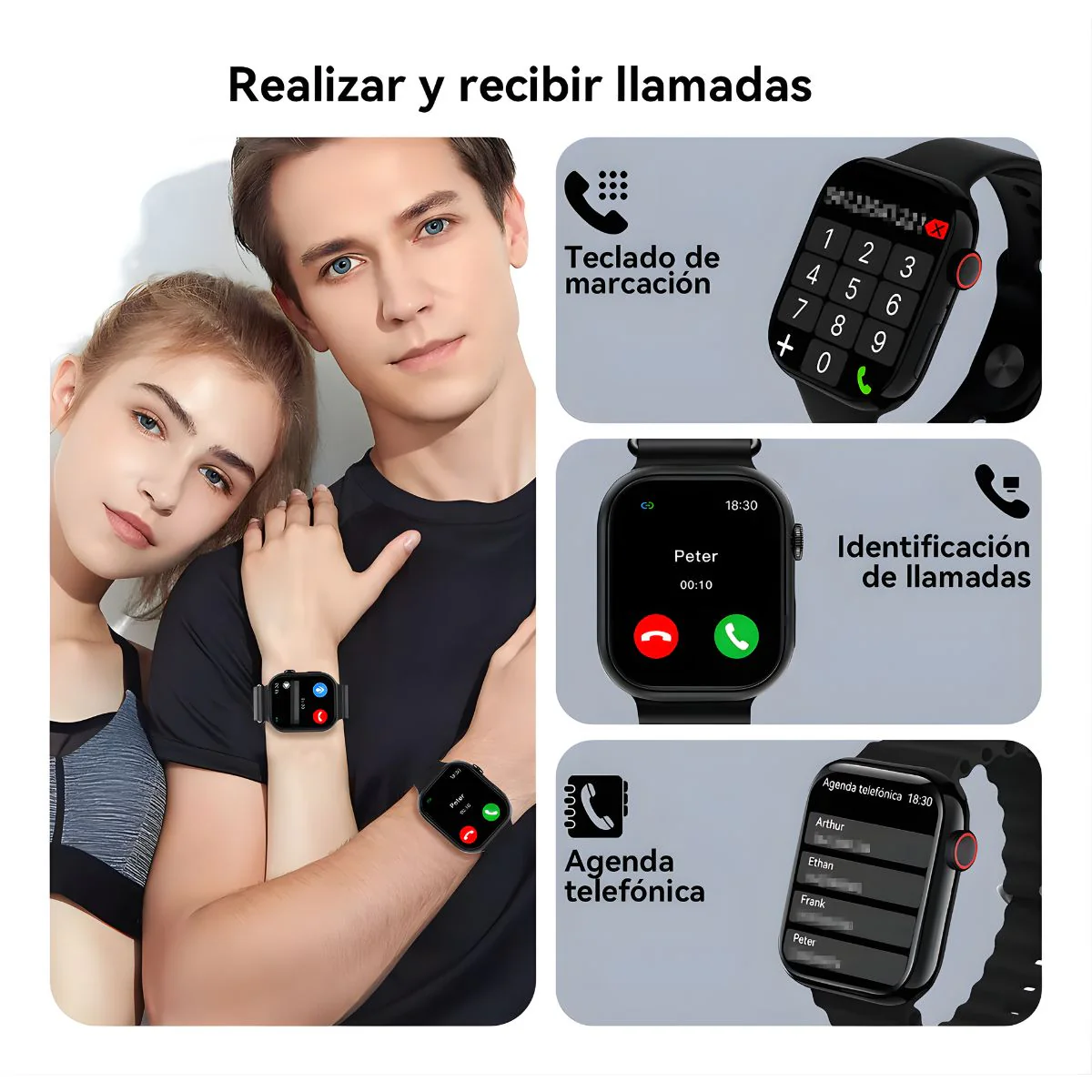 Smartwatch Con Llamadas Con Pantalla HD 2.19” Bluetooth, Salud Avanzada Y Deportes . Color Negro - Image 3