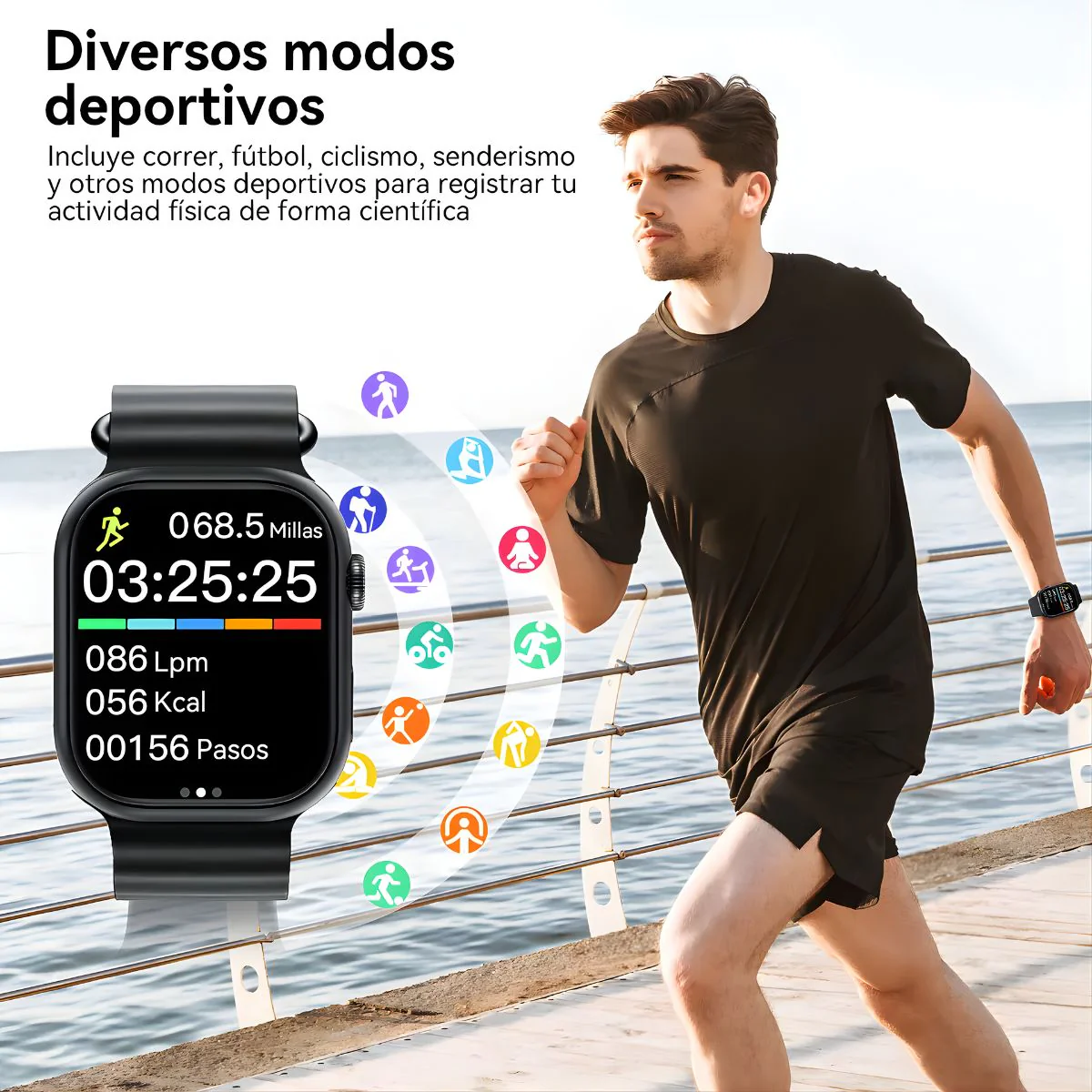 Smartwatch Con Llamadas Con Pantalla HD 2.19” Bluetooth, Salud Avanzada Y Deportes . Color Negro - Image 4