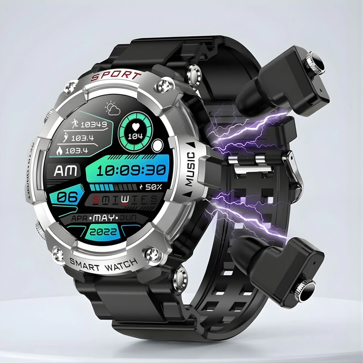 Smartwatch Deportivo Con Pantalla AMOLED 1.52". Reloj Inteligente IP67 Con Monitoreo De Salud. Auriculares Inalámbricos Integrados.