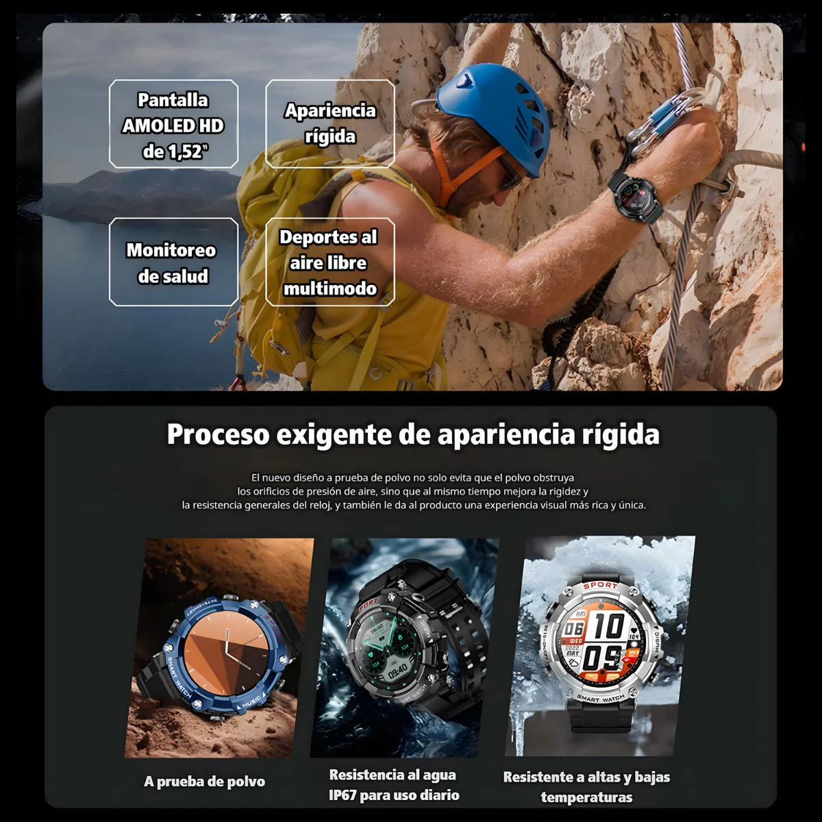 Smartwatch Deportivo Con Pantalla AMOLED 1.52". Reloj Inteligente IP67 Con Monitoreo De Salud. Auriculares Inalámbricos Integrados. - Image 3