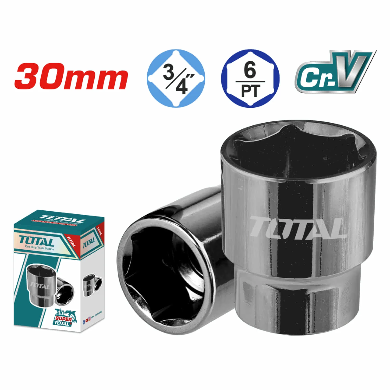 Sockets Dados Hexagonales 3/4" Cr-V Con Tratamiento Térmico 6Pts. Milimétricos - Image 5