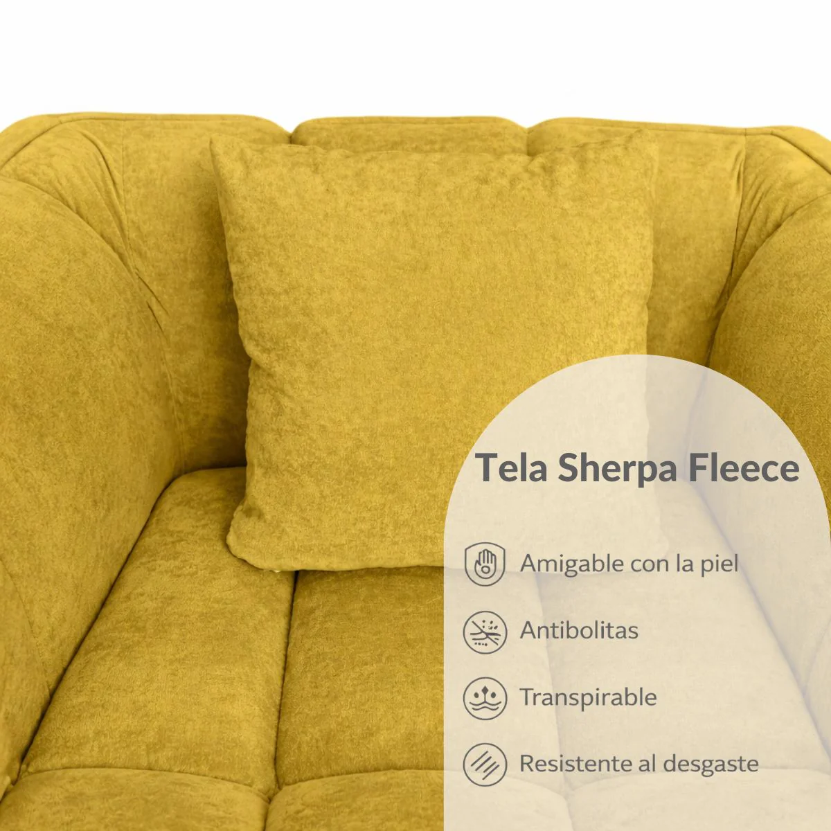 Sofá Empacado Al Vacio Memory Foam De Alta Densidad 118X98x70cm Color Mostaza - Image 4