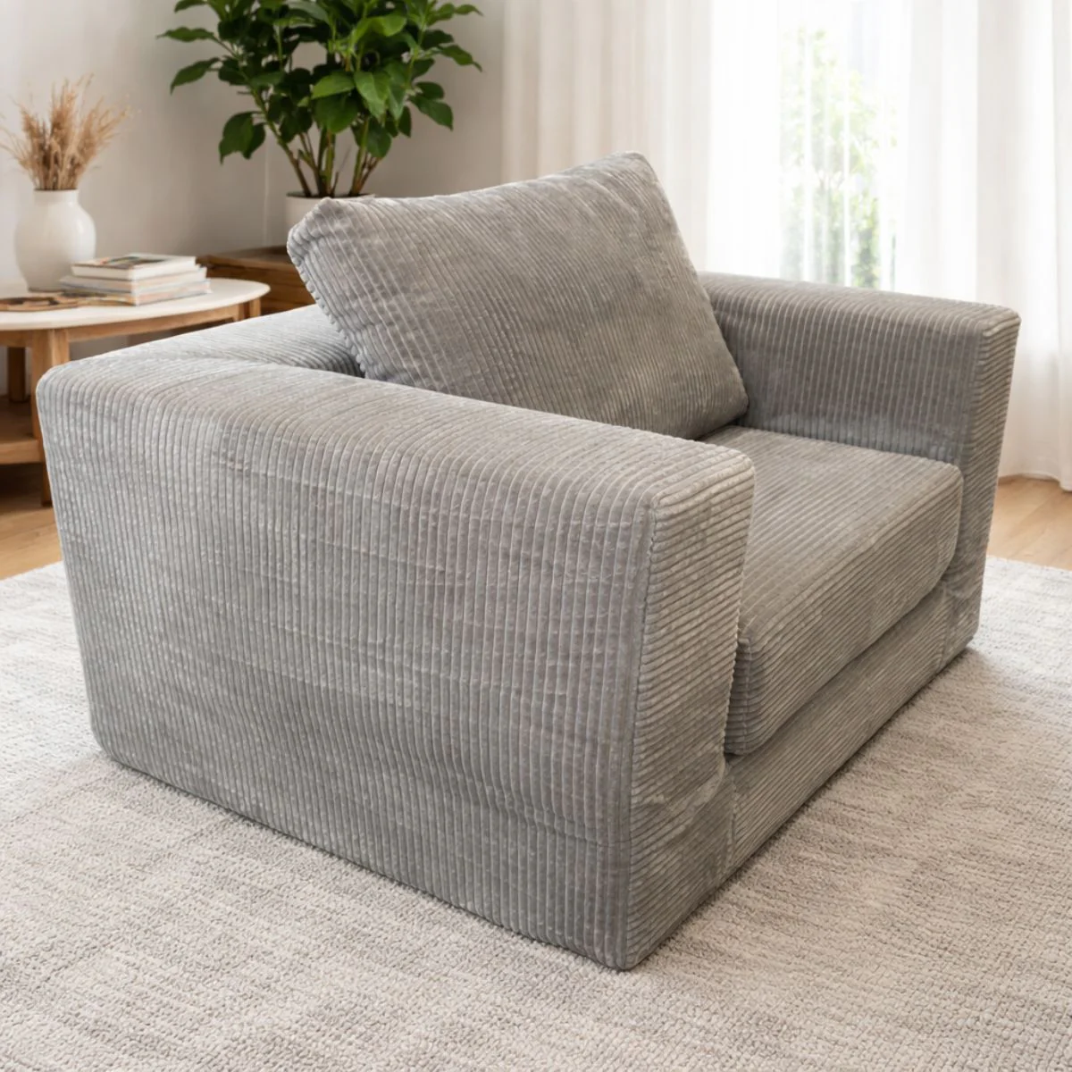 Sofá Empacado Al Vacio Memory Foam De Alta Densidad 124X84x70cm Color Gris Claro - Image 2