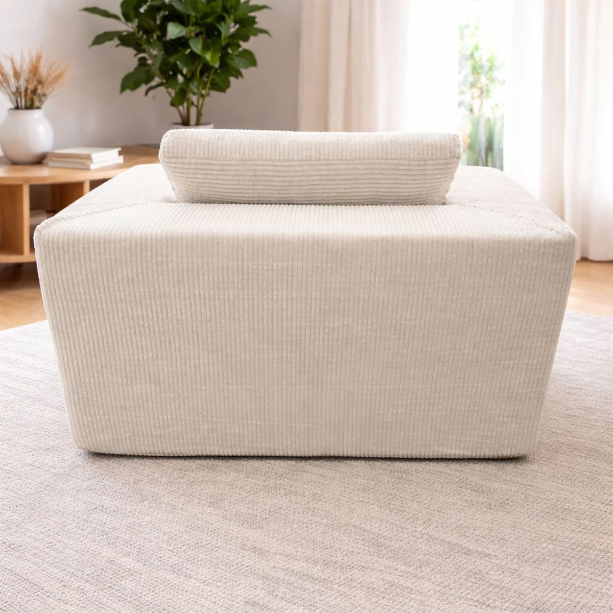 Sofá Empacado Al Vacio Memory Foam De Alta Densidad 124X84x70cm Color Beige Claro - Image 3