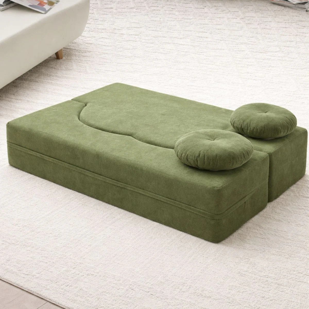 Sofá Convertible Empacado Al Vacio Memory Foam De Alta Densidad 200X100x70cm Color Verde Oliva - Image 2