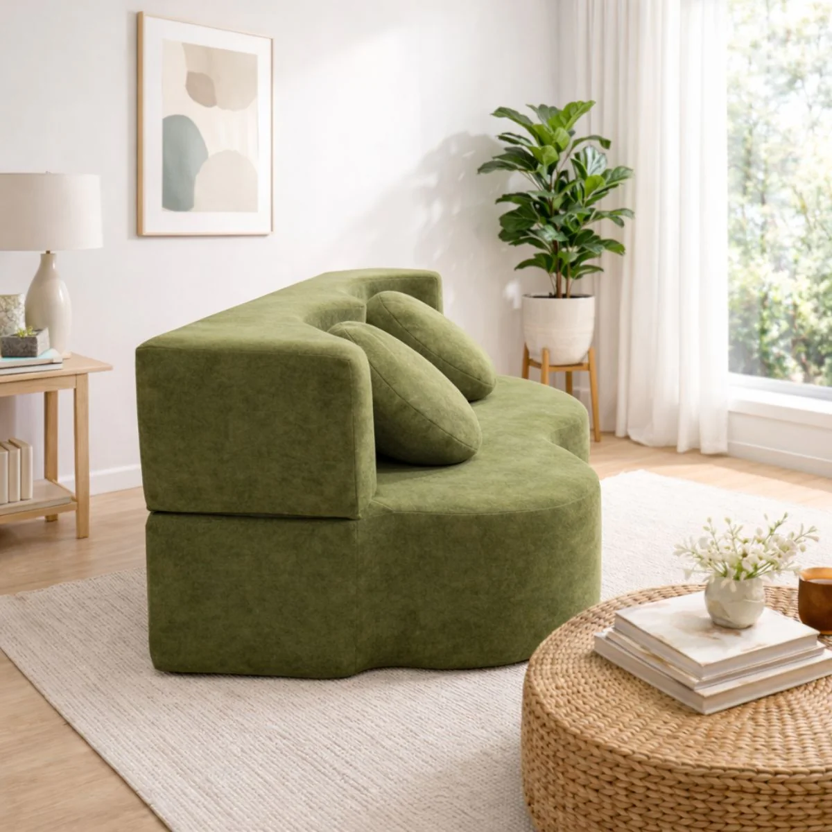 Sofá Convertible Empacado Al Vacio Memory Foam De Alta Densidad 200X100x70cm Color Verde Oliva - Image 3
