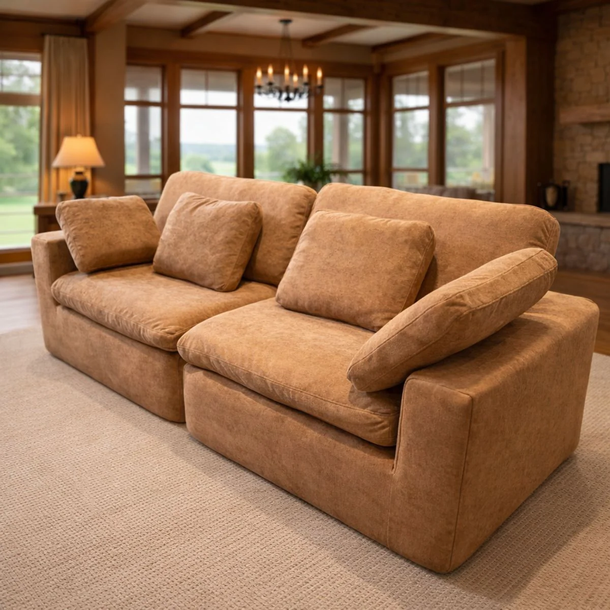 Sofá Empacado Al Vacio Memory Foam De Alta Densidad 201X100x70cm Color Terracota Tostado - Image 2