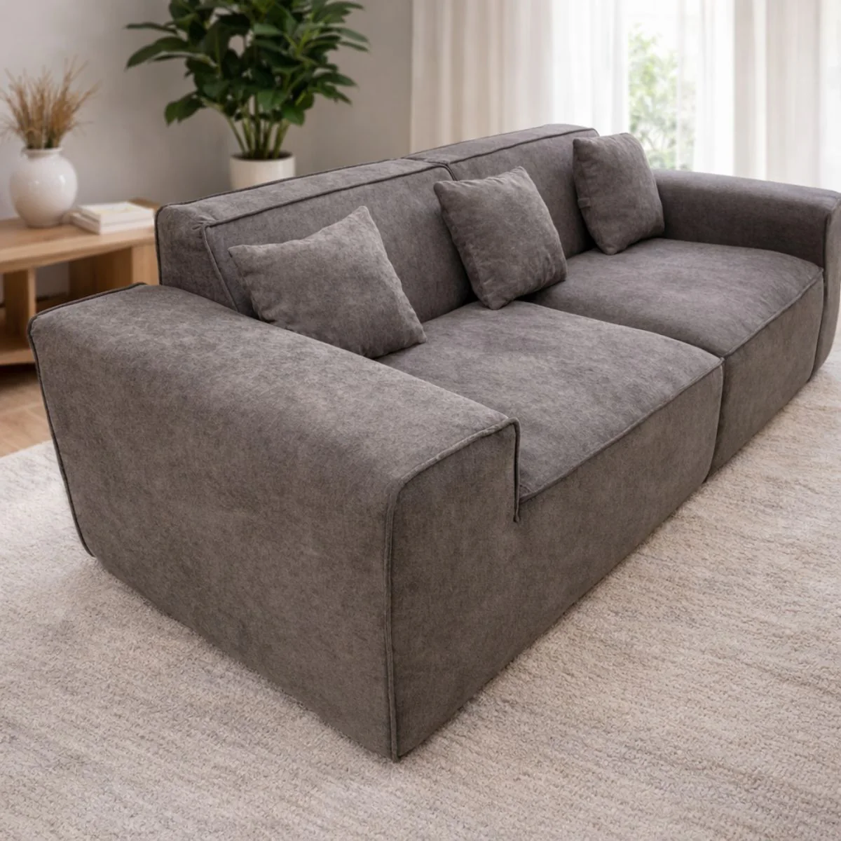 Sofá Empacado Al Vacio Memory Foam De Alta Densidad 220X100x73cm Color Gris Parduzco - Image 2