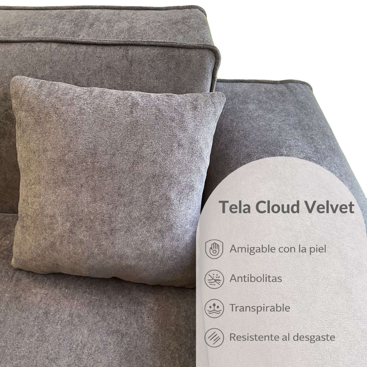 Sofá Empacado Al Vacio Memory Foam De Alta Densidad 220X100x73cm Color Gris Parduzco - Image 4