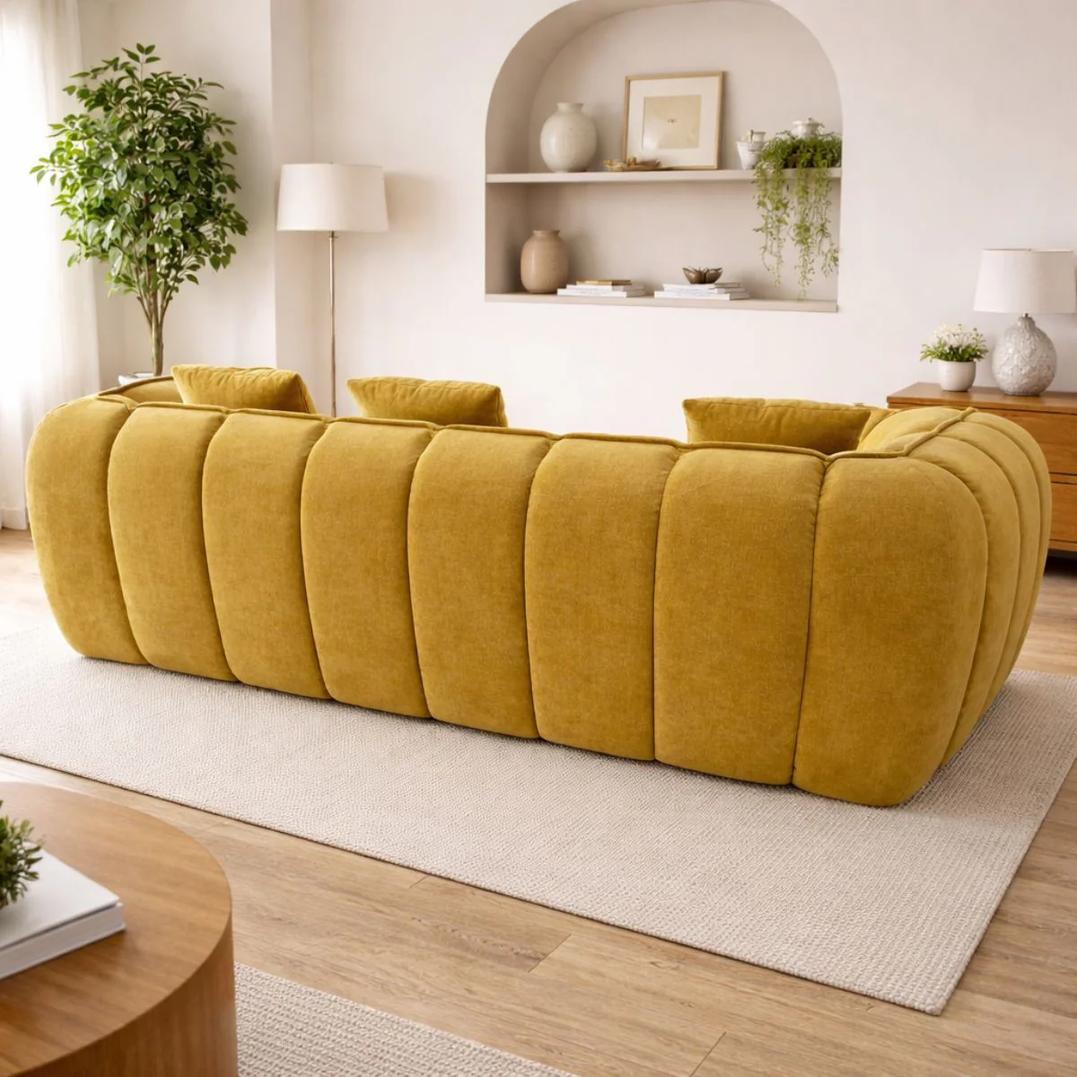 Sofá Empacado Al Vacio Memory Foam De Alta Densidad 220X98x70cm Color Mostaza - Image 3