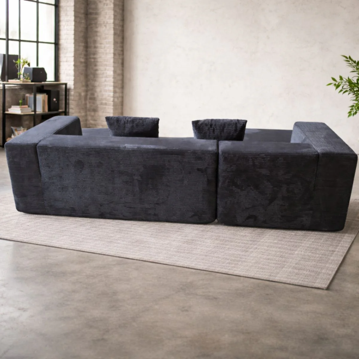 Sofá Seccional En L Empacado Al Vacio Memory Foam De Alta Densidad 280X100x60cm Color Negro - Image 3