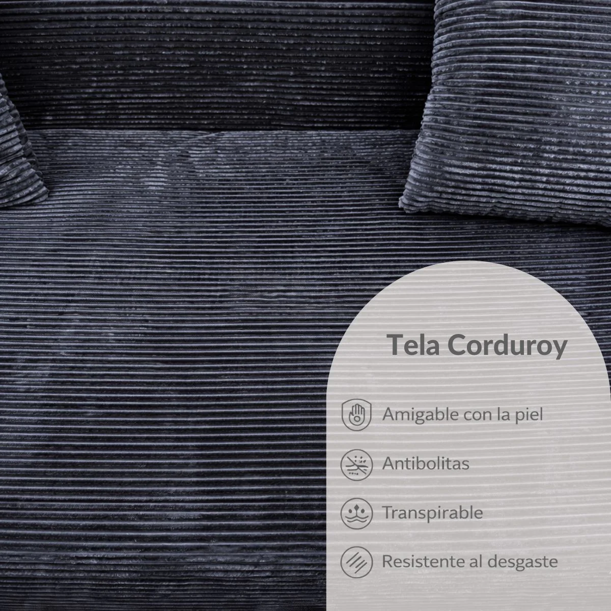 Sofá Seccional En L Empacado Al Vacio Memory Foam De Alta Densidad 280X100x60cm Color Negro - Image 4