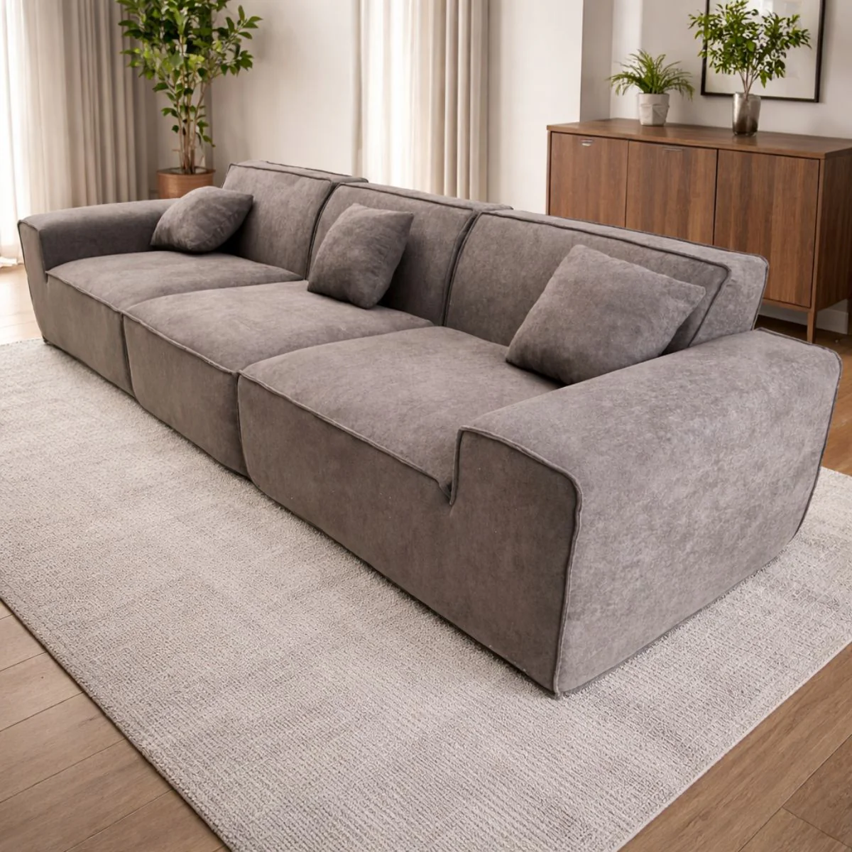 Sofá Empacado Al Vacio Memory Foam De Alta Densidad 300X100x73cm Color Color Gris Parduzco - Image 2
