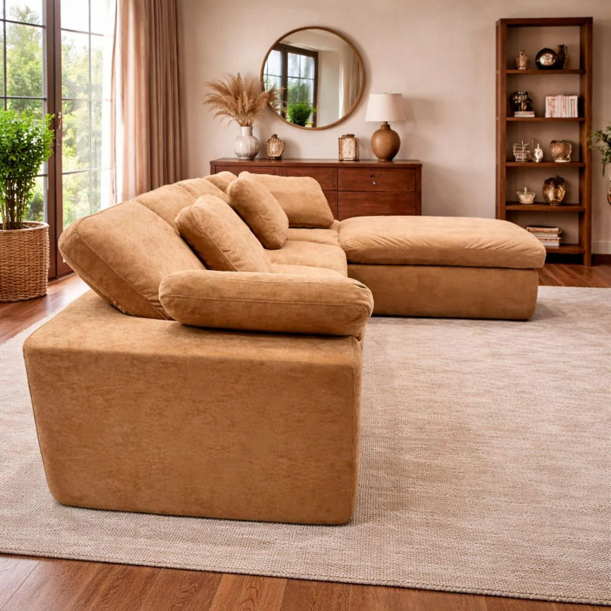 Sofá En L Empacado Al Vacio Memory Foam De Alta Densidad 310X200x70cm Color Terracota Tostado - Image 2