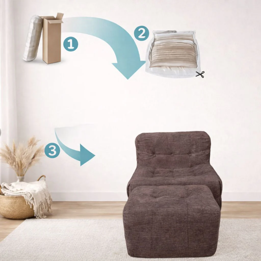 Sofá Empacado Al Vacio Memory Foam De Alta Densidad 85X100x72cm Color Gris Parduzco - Image 4