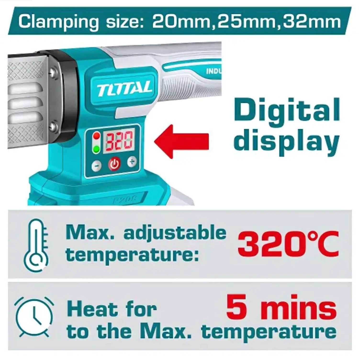 Soldadora Termofusión Tubos PVC De Plástico Inalámbrica 20V Diámetros Para Soldar: 20,25,32Mm.  Batería Y Cargador Por Separado. - Image 2