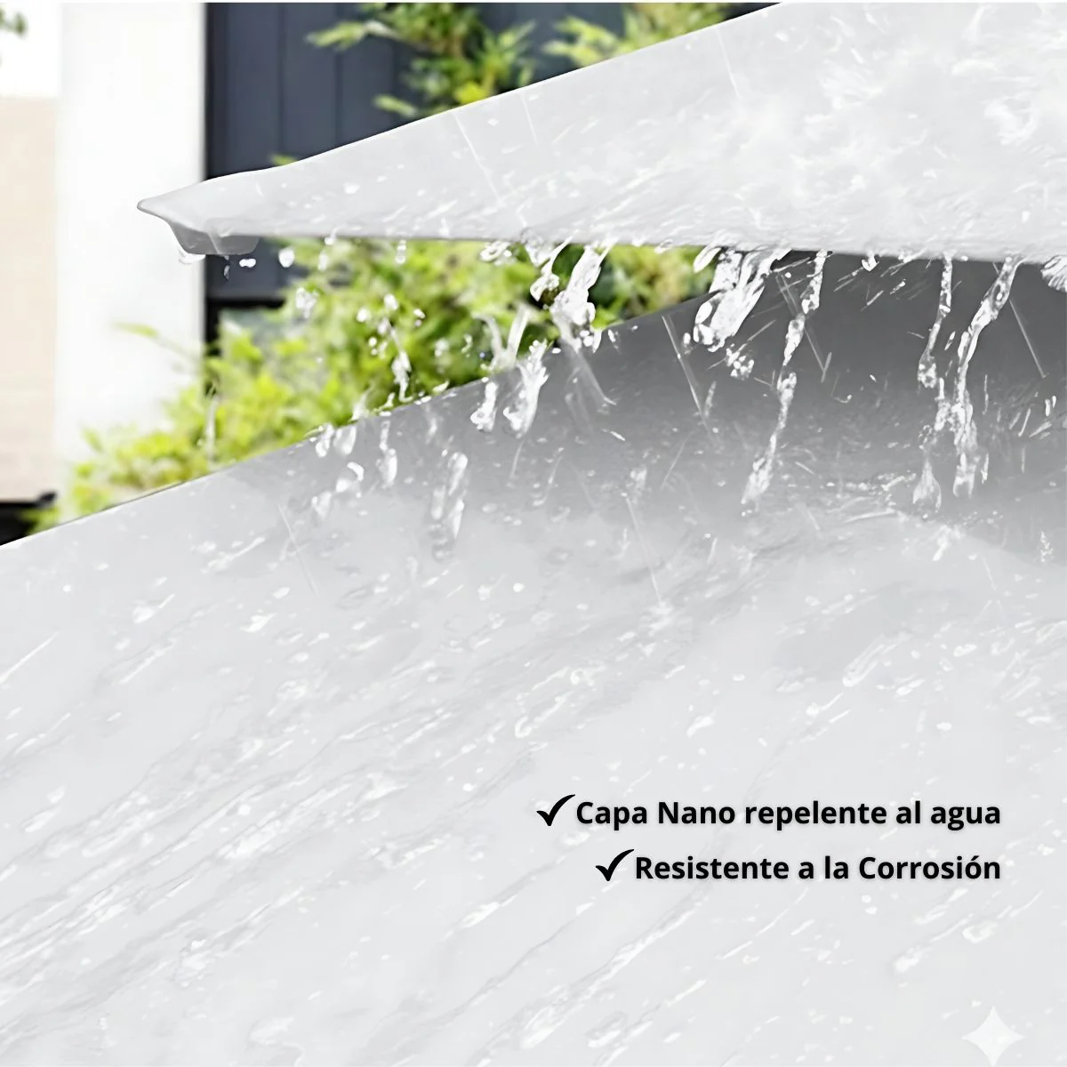 Sombrilla De Patio 2.7 Mts Lona Anti-UV Con Base Pesada. Paraguas Para Jardín Exteriores Voladizo Con Doble Capa Superior. Color Blanco. - Image 3