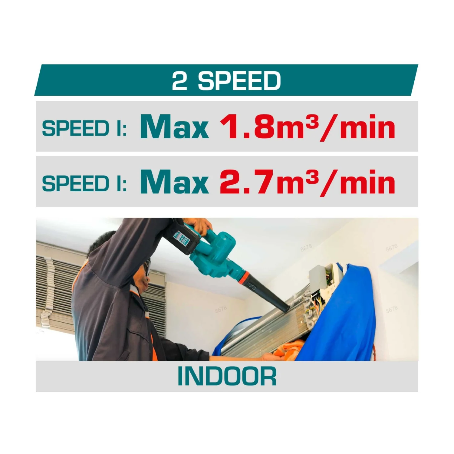 Soplador Total Inalámbrico 20V. No Incluye Batería Ni Cargador. Batería Litio. 18000 Rpm. - Image 2